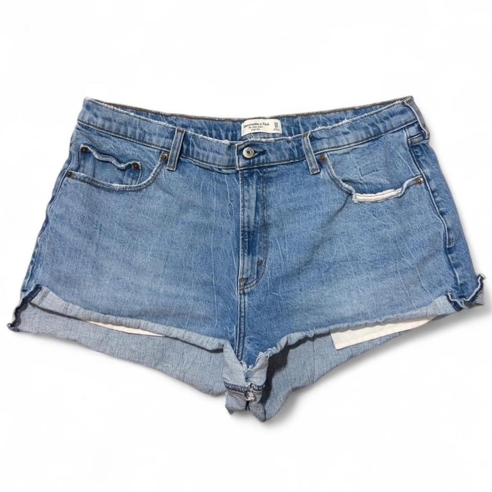 Abercrombie & Fitch Denim Shorts Size 34/18 Mom High‎ Rise Medium Wash Preppy